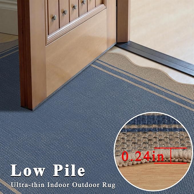 5x7 Scalloped Rug Easy Jute Washable Outdoor Patio Rug - Image 7