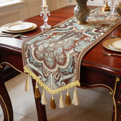 Farmhouse Table Runner 63" Brown by Jiino