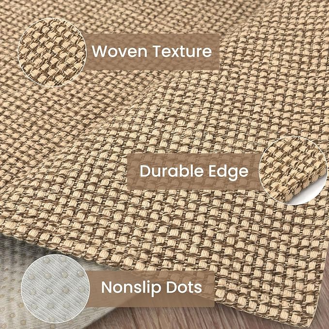 IOHOUZE Washable Area Rug 4x6 Non Slip Rubber Backed Woven Indoor Outdoor Rugs - Image 6