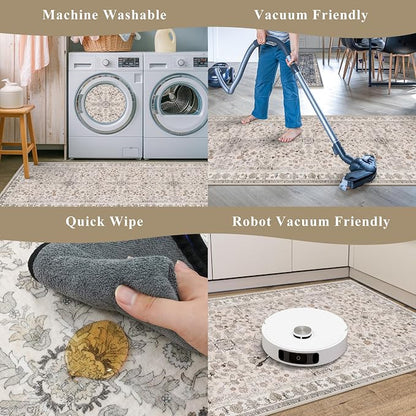 5x5 Square Washable Rug for Living Room: Non Slip Indoor Entryway Foot Carpet - Image 7