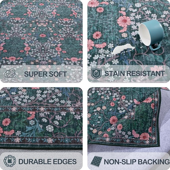 4x6 Area Rug for Bedroom Beside Rug, Laundry Room, Washable Non-Slip Low Pile - Image 6