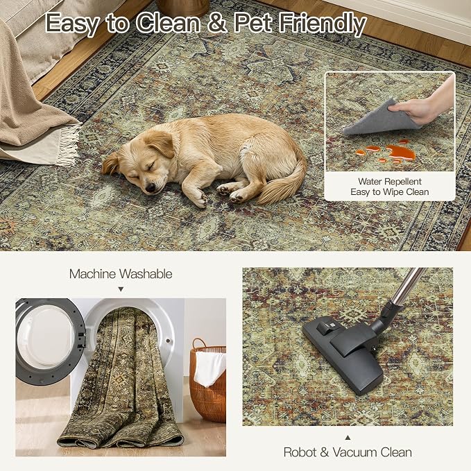 Lofus 4x6 Area Rug for Entryway, Washablee Soft Rugs for Bedroom, Living Room - Image 5