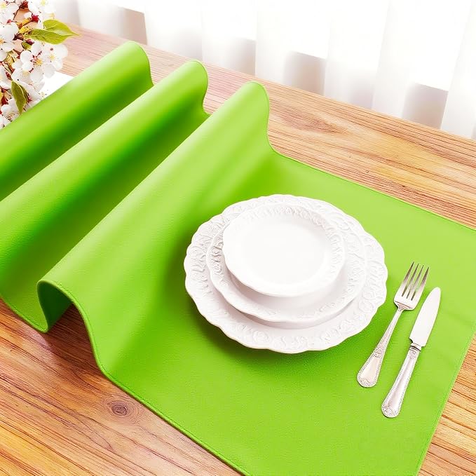 FOLINS&HOME Lime Green Waterproof Decorative Table Runner 60 Inches Long | - Image 3