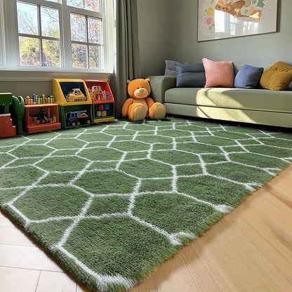 ONASAR 6x9 Area Rugs for Living Room Bedroom, Large Fluffy Olive Green and - Image 8