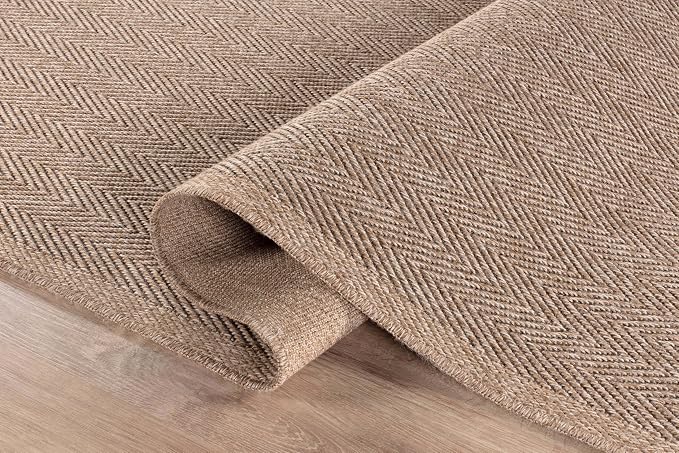 CAMILSON Indoor and Outdoor Runner Rug Natural Herringbone Seagrass Boho Design - Image 3