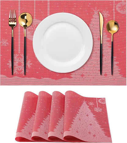 Placemats Set of 4 Washable Indoor | Outdoor Vinyl Place Mats by CADONO