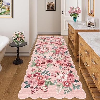 DUKINO 3x8 Washable Runner Rug, Soft Indoor Floral Non Slip Long Runner Rug - Image 3