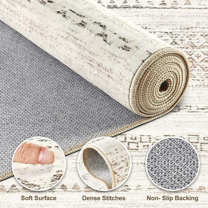 Nakagishi Area Rug Living Room Rugs: 7X9 Machine Washable Boho Large Neutral - Image 3
