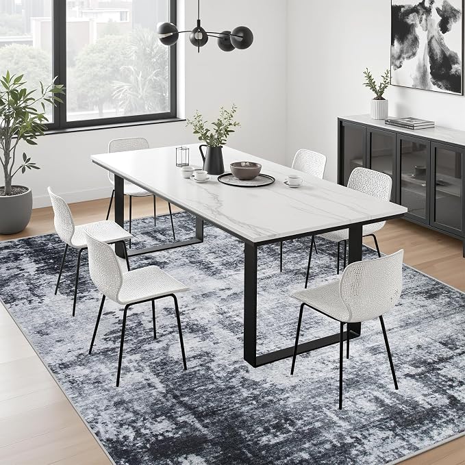 5x7 Area Rug Living Room Rug: Washable Modern Abstract Soft Thin Rug Indoor - Image 5
