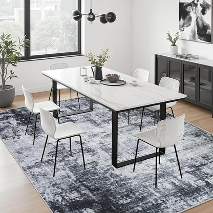 5x7 Area Rug Living Room Rug: Washable Modern Abstract Soft Thin Rug Indoor - Image 5