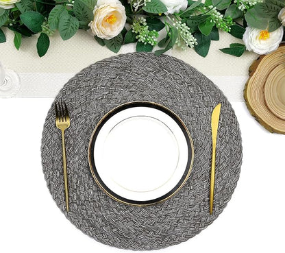 SHACOS Round Braided Placemats Set of 6 Thick Woven Placemats Washable 15 inch - Image 4