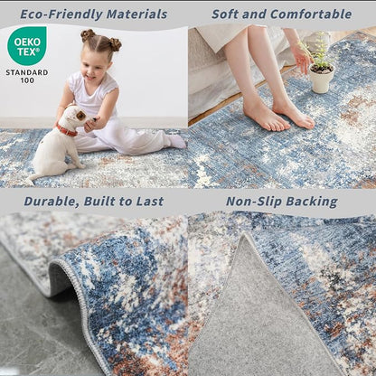 3x8 Washable Hallway Runner – Non-Slip Abstract Modern Neutral Wide Carpet - Image 5