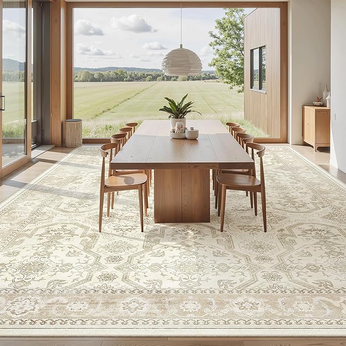 Soalmost 10x14 Area Rugs for Living Room, Non Slip Machine Washable Vintage Rugs - Image 3