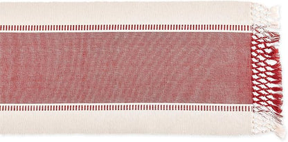 DII Dobby Stripe Table Runner, Barn Red & Cream Background | Woven Decorative - Image 2