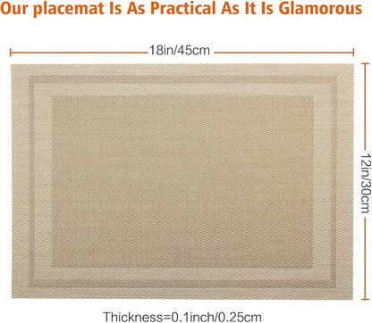 Placemats Set of 12, Vinyl PVC Heat Resistant Washable Placemats Set, Non Slip - Image 3