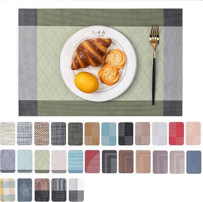 Placemats Set of 6 Washable Indoor | Outdoor Vinyl Place Mats by CADONO
