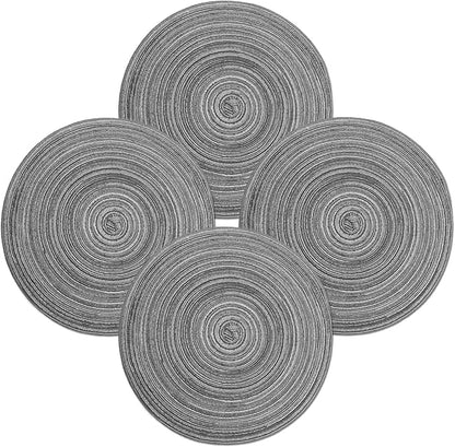 MIAOMIAO Round Placemats Set of 4 Woven Braided Place Mats | 14.5 Inch Cotton by Unknown