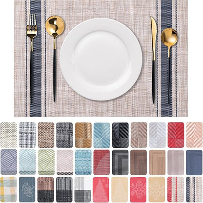 Placemats Set of 6 Washable Indoor | Outdoor Vinyl Place Mats by CADONO