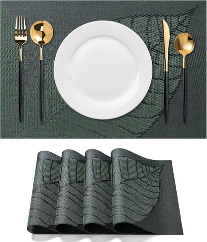 Placemats Set of 4 Washable Indoor | Outdoor Vinyl Place Mats by CADONO