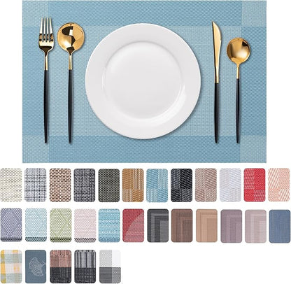 Placemats Set of 6 Washable Indoor | Outdoor Vinyl Place Mats by CADONO