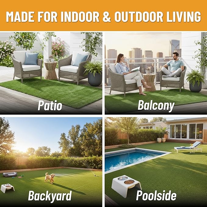 Ottomanson Artificial Turf Natural 78" x 42', Realistic Grass Carpet - Image 4