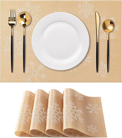 Placemats Set of 4 Washable Indoor | Outdoor Vinyl Place Mats by CADONO