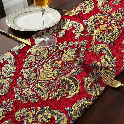 Christmas Red Chenille Table Runner - Image 5