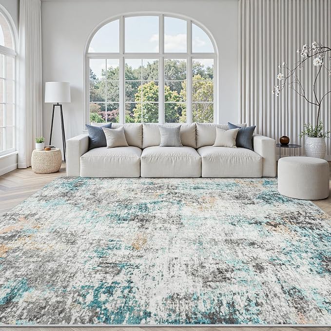 Area Rugs 9x12 Living Room: Large Soft Washable Rug Modern Abstract Anti-Skid by GENTDRIZZ