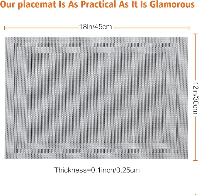 Placemats Set of 4, Vinyl PVC Heat Resistant Washable Placemats Set, Non Slip - Image 3