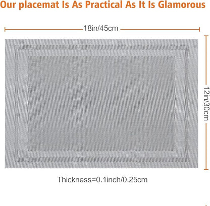 Placemats Set of 12, Vinyl PVC Heat Resistant Washable Placemats Set, Non Slip - Image 3