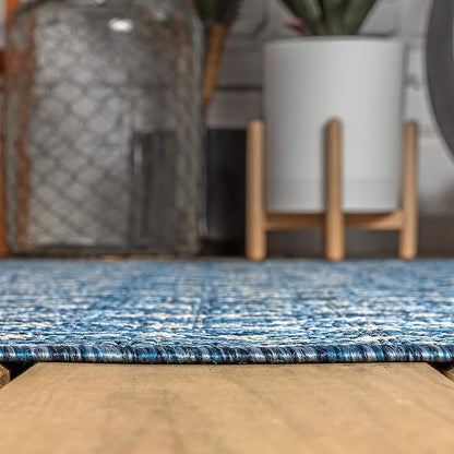 JONATHAN Y Moroccan Geometric Indoor Outdoor Runner Rug 2X20 Navy/Light Gray - Image 7