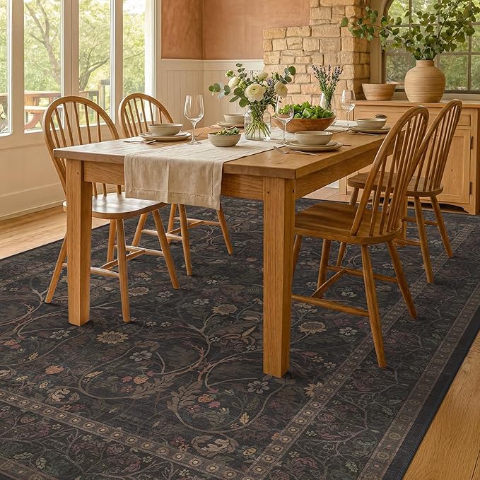 9x12 Botanical Big Rugs for Living Room, Machine Washable Soft Flower Area Rugs - Image 6