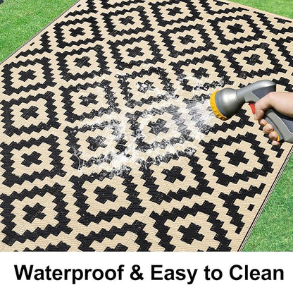 Smiry Waterproof Outdoor Rug 10X14 ft, Reversible Plastic Straw Patio Camping - Image 2