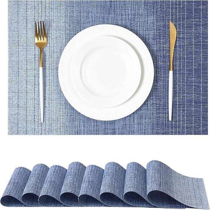 Leetaltree Gradient Blue Woven Placemats Set of 8 by Leetaltree-ArtatEveryTable