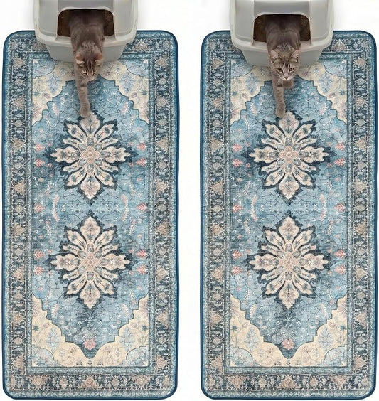 Hompet Cat Litter Mat 2 Pack, 24x60 Large Machine Washable Trapping Mats by Hompet