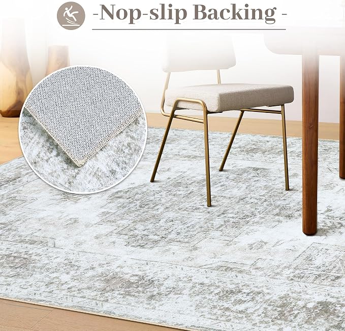 XLUEZ Area Rug 6x9 Living Room Rug, Machine Washable Vintage Distressed - Image 6