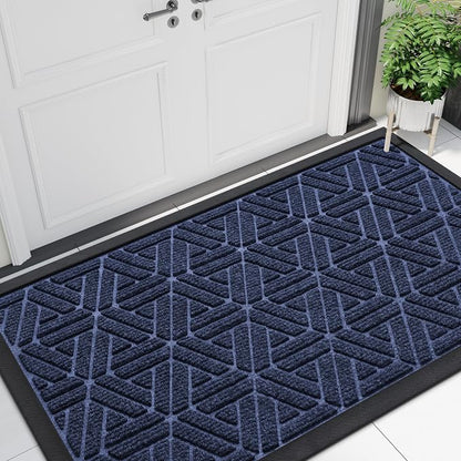 Smiry Front Door Mat Outside Entrance, Heavy Duty Sturdy Natural Rubber Doormat by Smiry