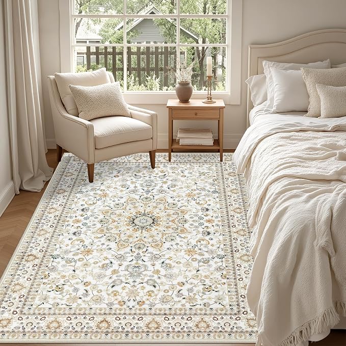 5x7 Area Rugs Living Room Rug: Washable Vintage Boho Rug No Slip Stain - Image 4