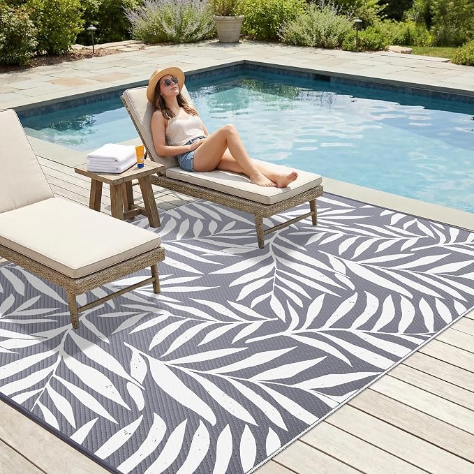 Smiry Outdoor Rug 9x12 ft, Waterproof Reversible Plastic Straw Rugs, Outdoor - Image 3