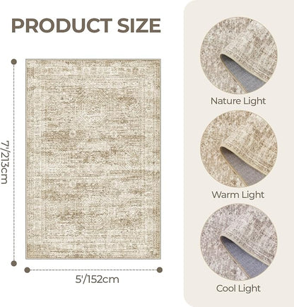 5x7 Area Rugs, Ultra-Thin Washable Rugs - Image 2