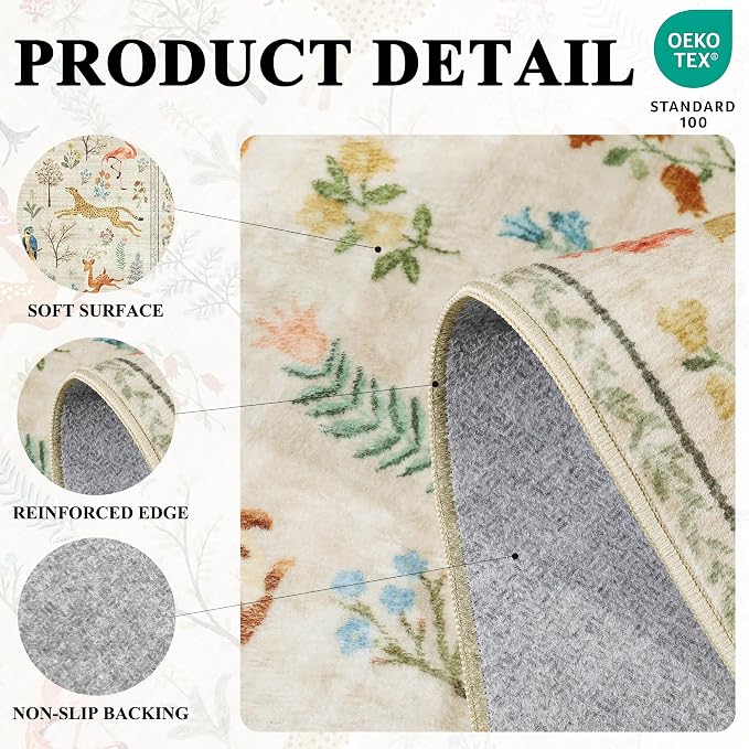 DUKINO 6ft Round Rug for Bedroom, Animal Print Washable Circle Rug - Image 5