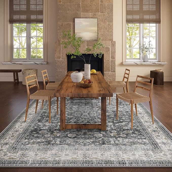 Machine Washable Rugs for Living room: 9x12 bedroom Rug Vintage Boho Area Rug - Image 5