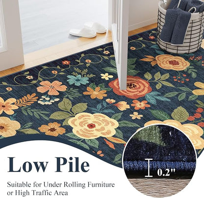 DUKINO 2x3 Rugs for Entryway, Floral Indoor Washable Door Mat, Non Slip Boho - Image 7