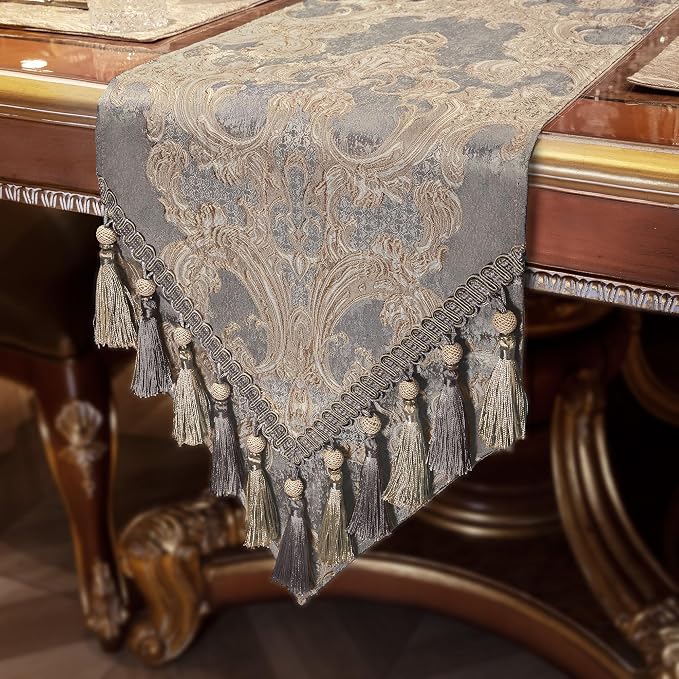 Loom and Mill Luxury Jacquard Damask Table Runner 108 Inches Long, 13x108 in by LoomandMill