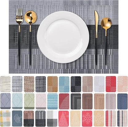 Placemats Set of 6 Washable Indoor | Outdoor Vinyl Place Mats by CADONO