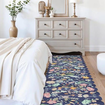 Washable 2'6x12 Hallway Runner Rug: Entryway Non Slip Floral Rug Farmhouse Soft - Image 4