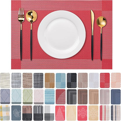 Placemats Set of 6 Washable Indoor | Outdoor Vinyl Place Mats by CADONO