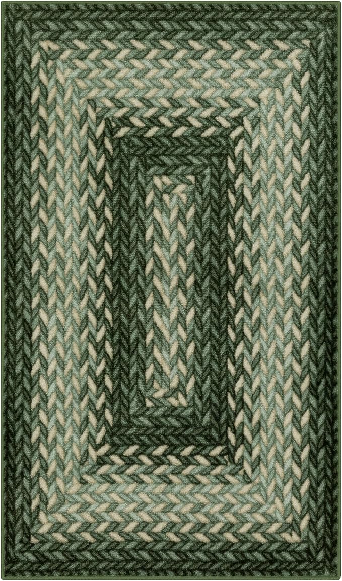 Maples Rugs Marion Bohemian Braided-Style Print Area Rug – Made in USA – by MaplesRugs