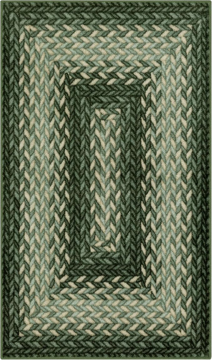 Maples Rugs Marion Bohemian Braided-Style Print Area Rug – Made in USA – by MaplesRugs