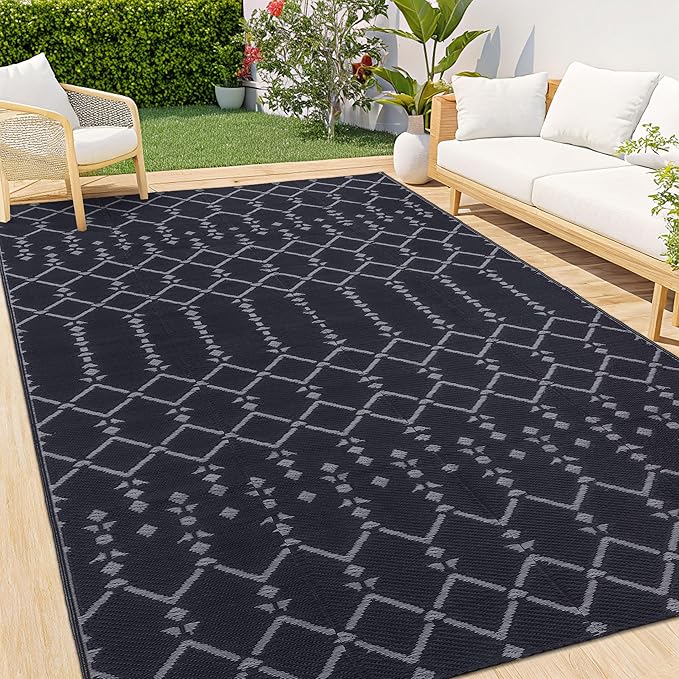 Smiry Outdoor Rug 6x9 ft, Waterproof Reversible Plastic Straw Rugs, Boho by Smiry